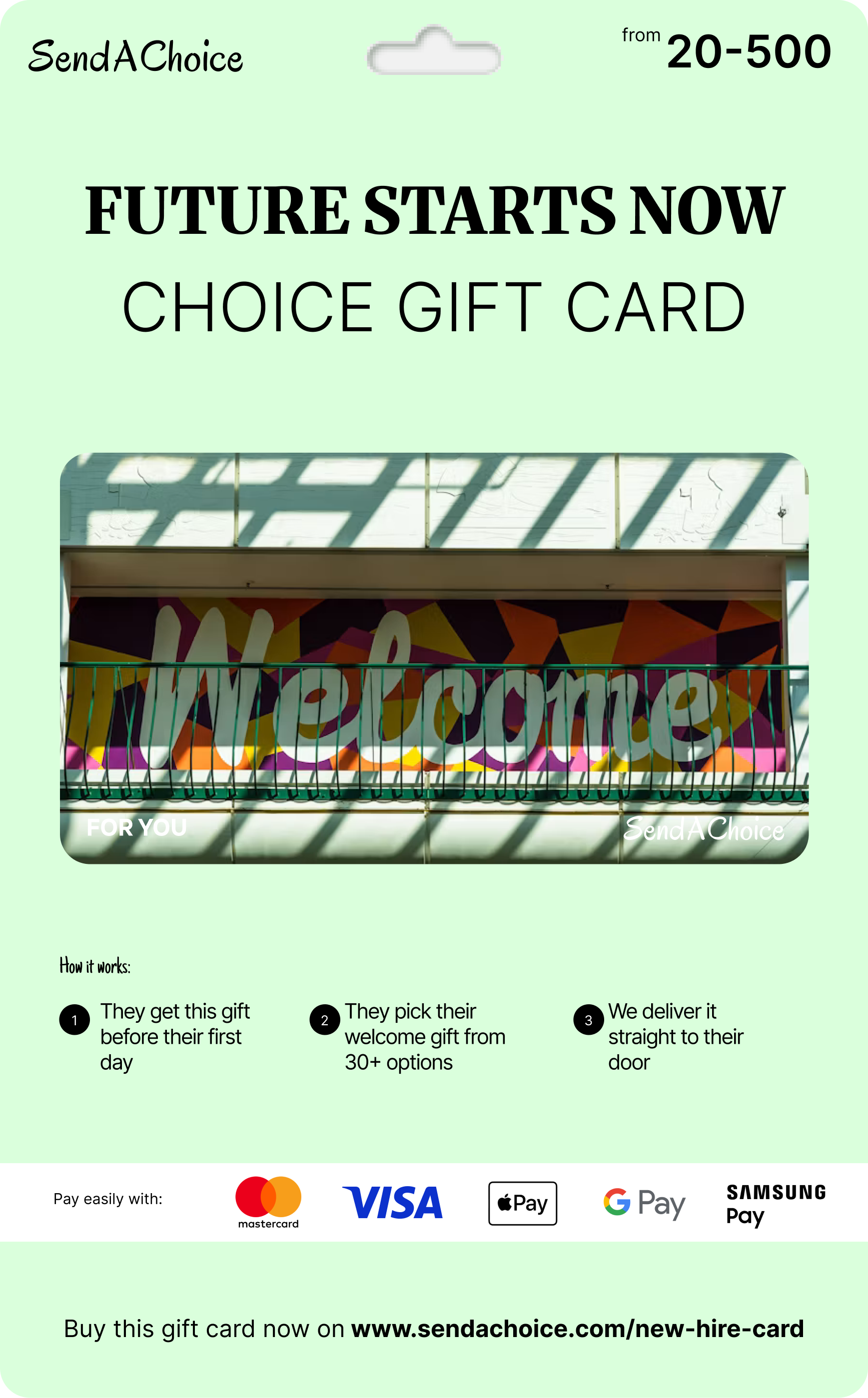 Future Starts Now new hire choice gift card