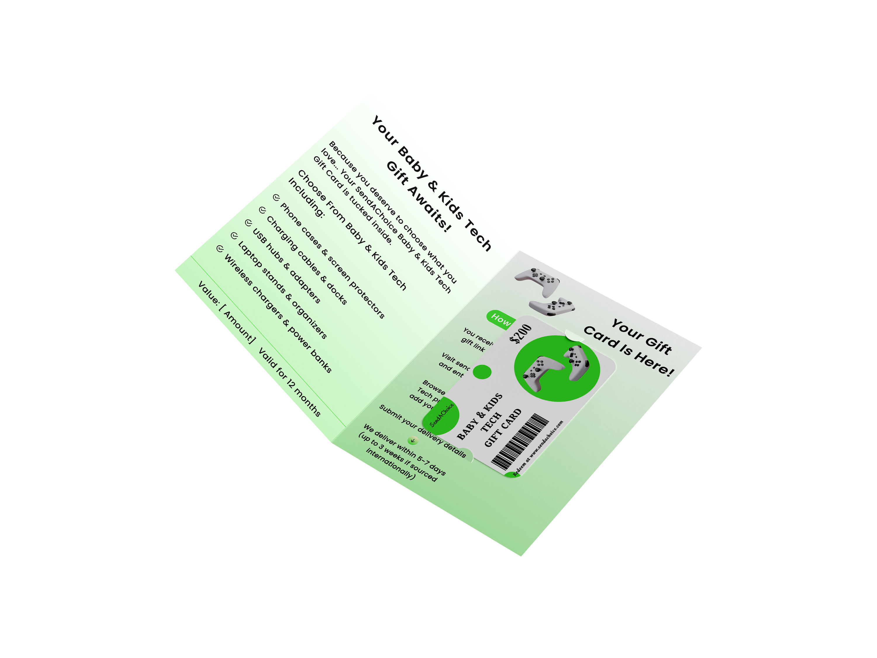 Baby & Kids Tech physical gift card, inside view 1