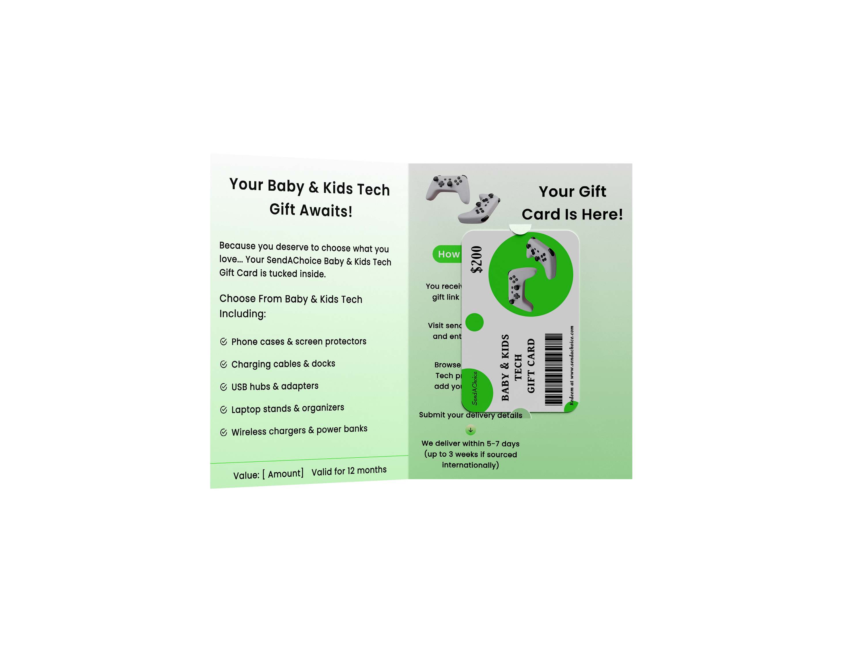 Baby & Kids Tech physical gift card, inside view 2