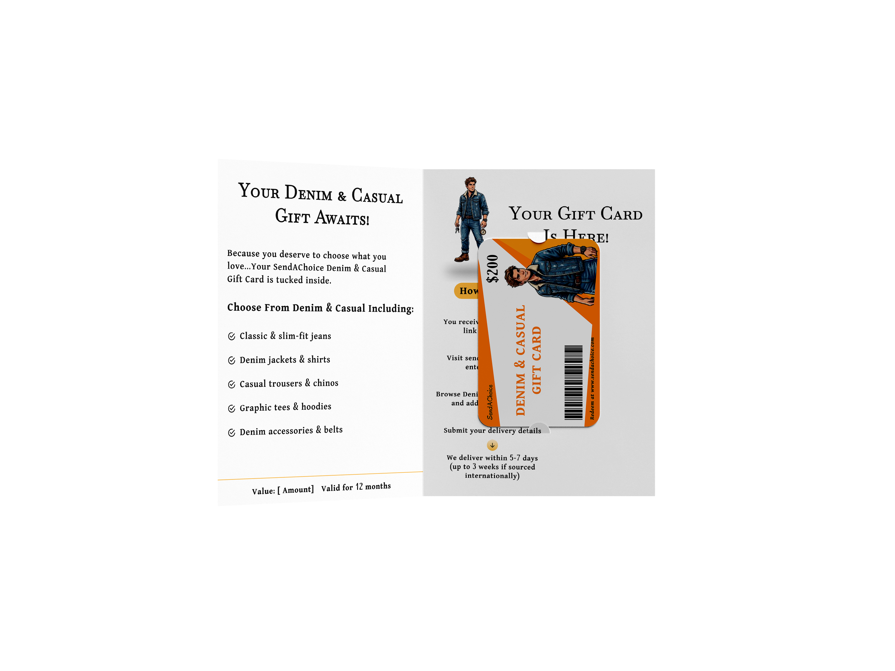 Denim & Casual physical gift card, inside view 2