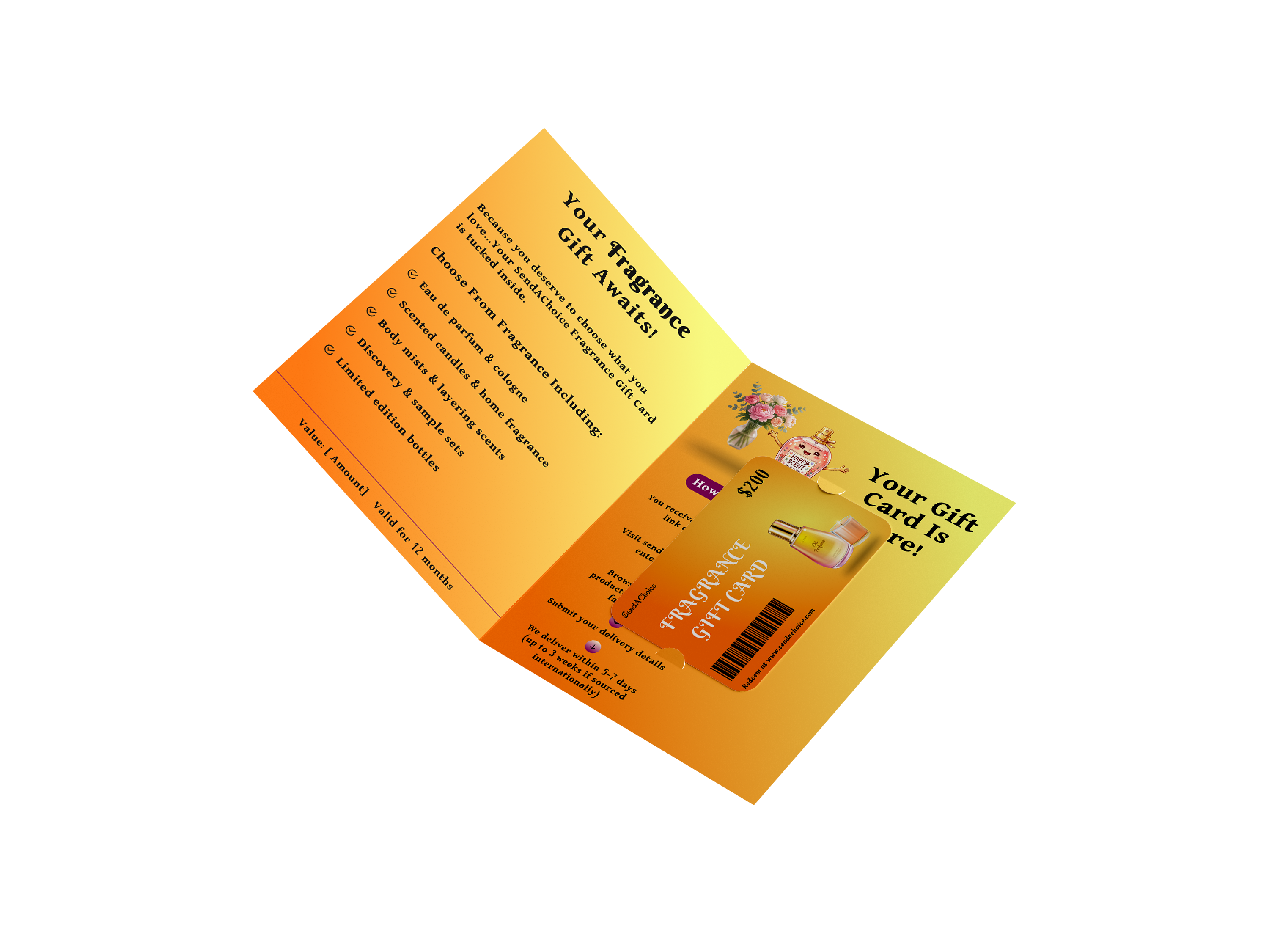 Fragrance physical gift card, inside view 1
