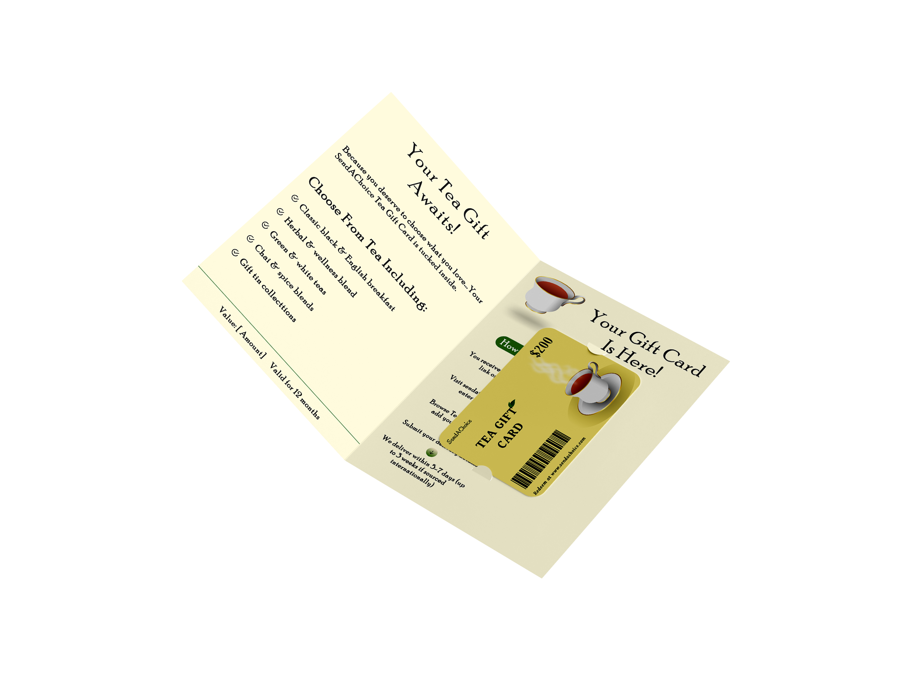 Tea physical gift card, inside view 1