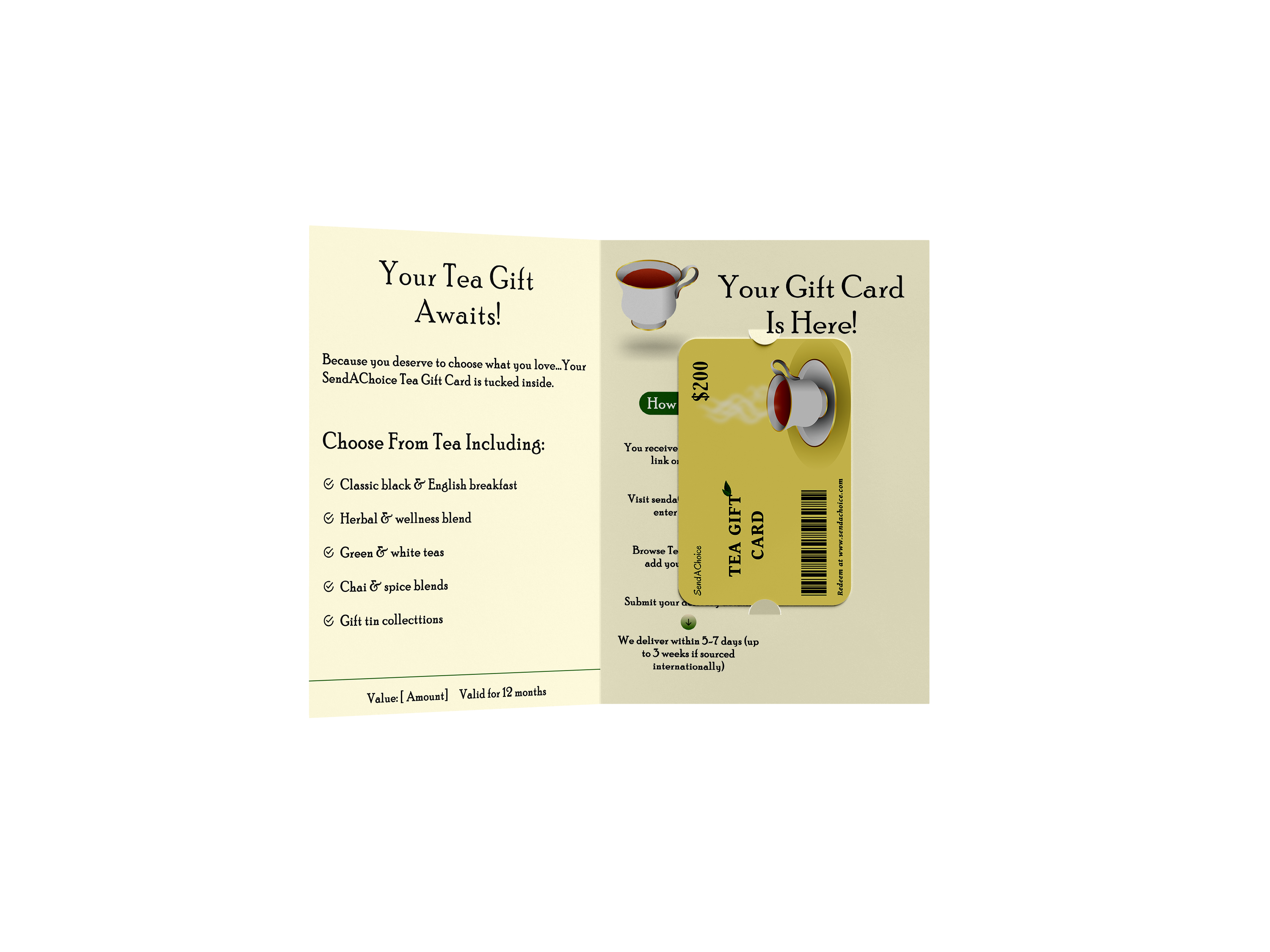 Tea physical gift card, inside view 2