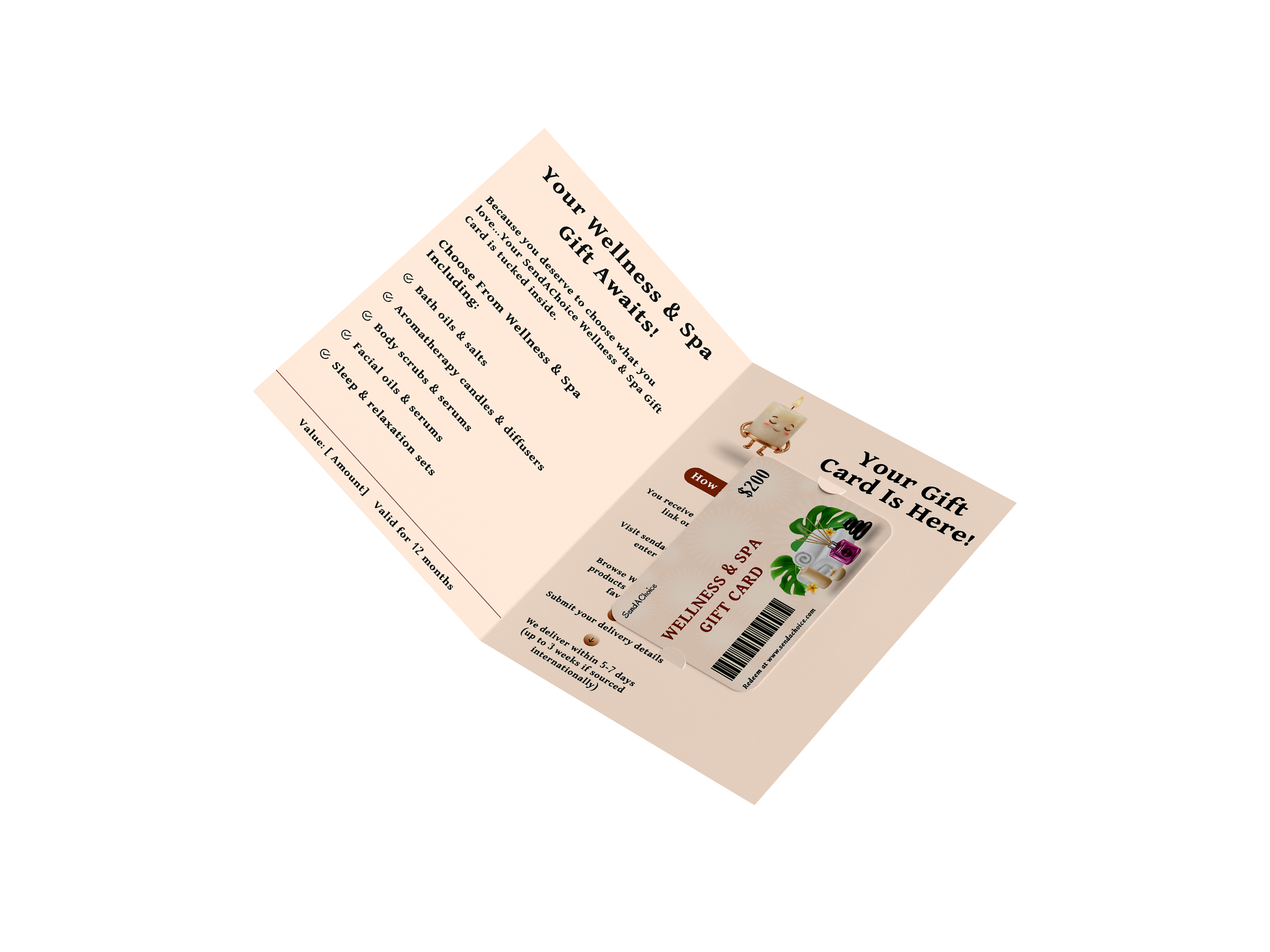 Wellness & Spa physical gift card, inside view 1