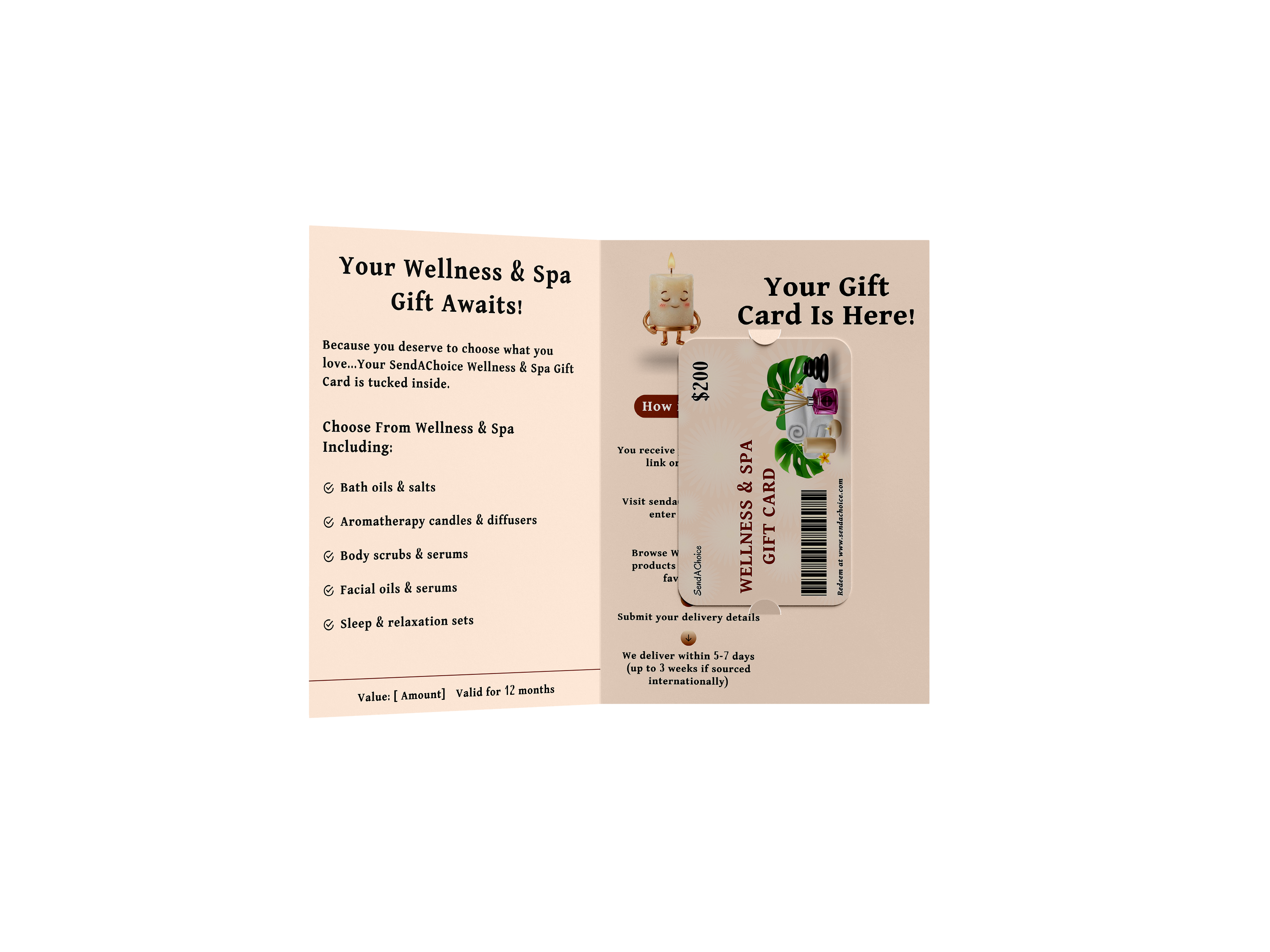 Wellness & Spa physical gift card, inside view 2