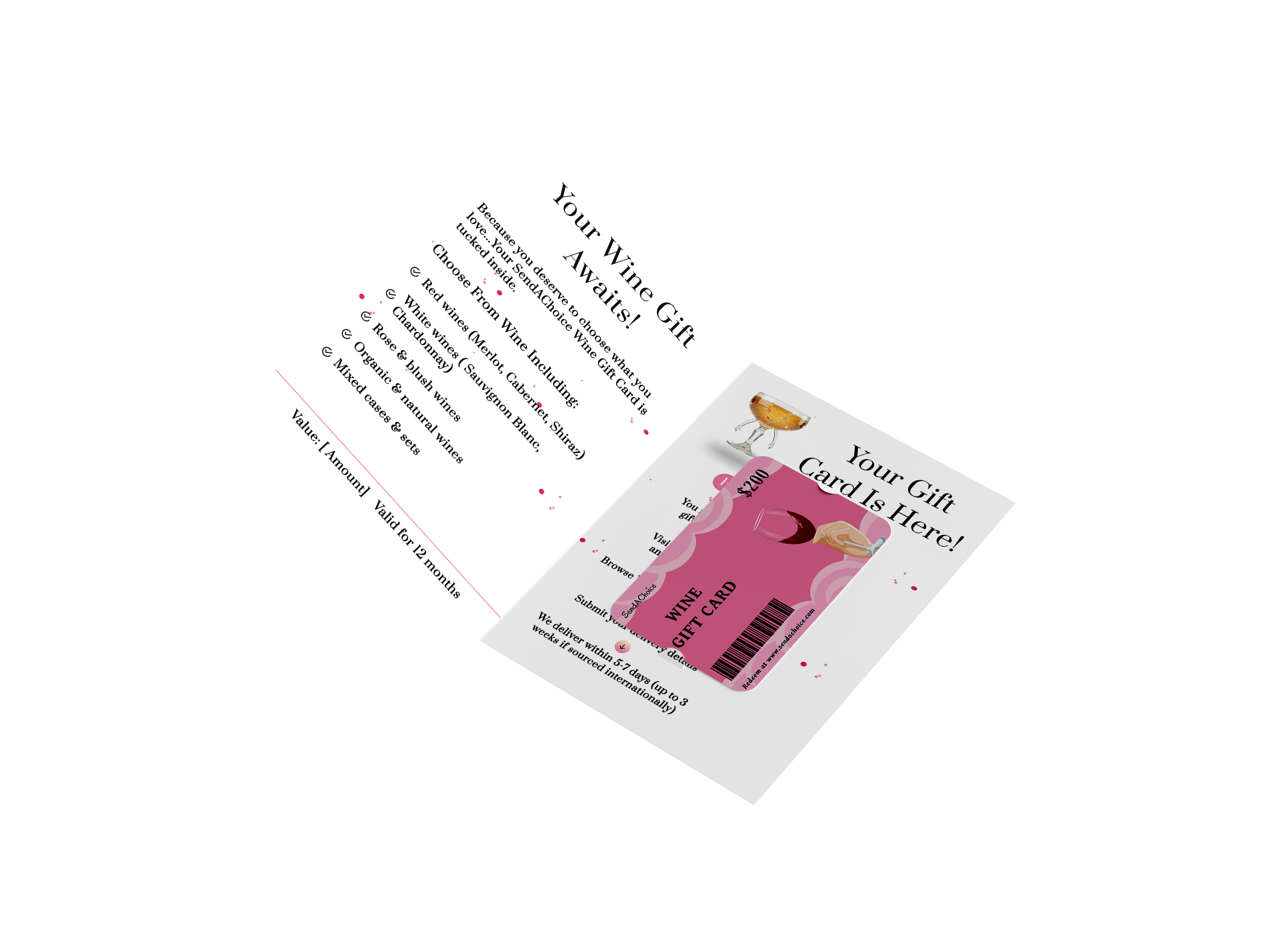 Wine physical gift card, inside view 1