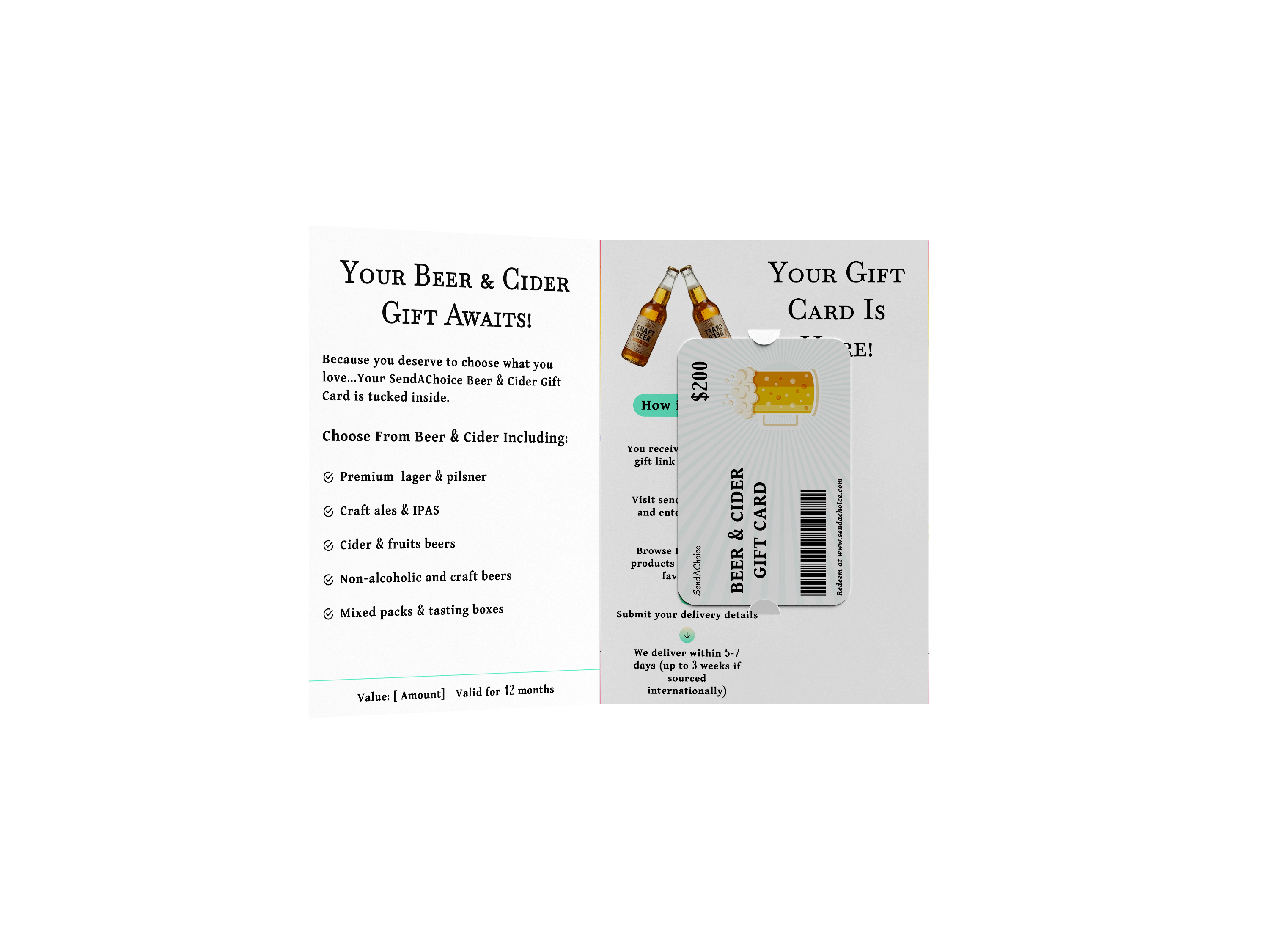 Beer & Cider physical gift card, inside view 2