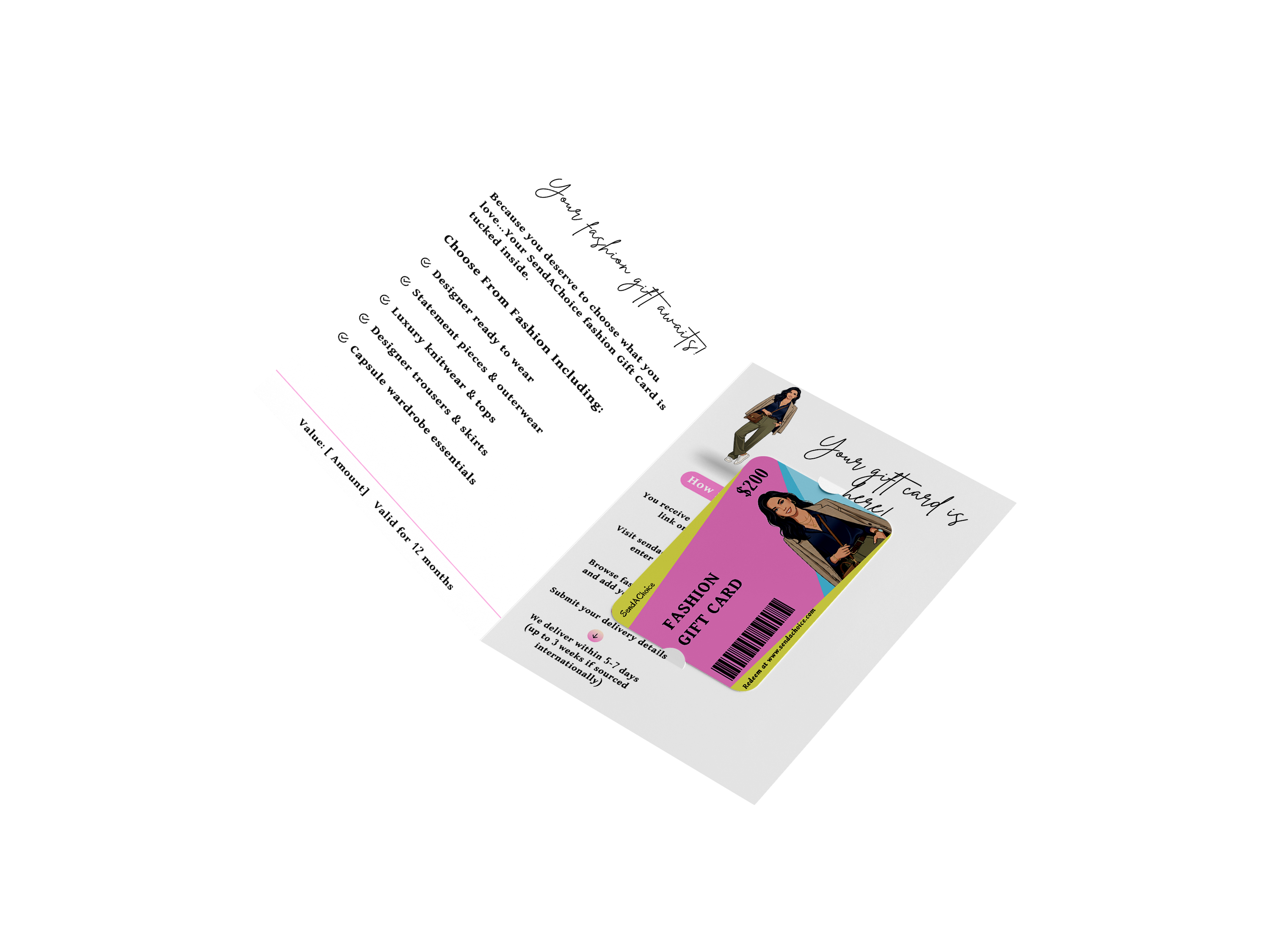 Fashion physical gift card, inside view 1