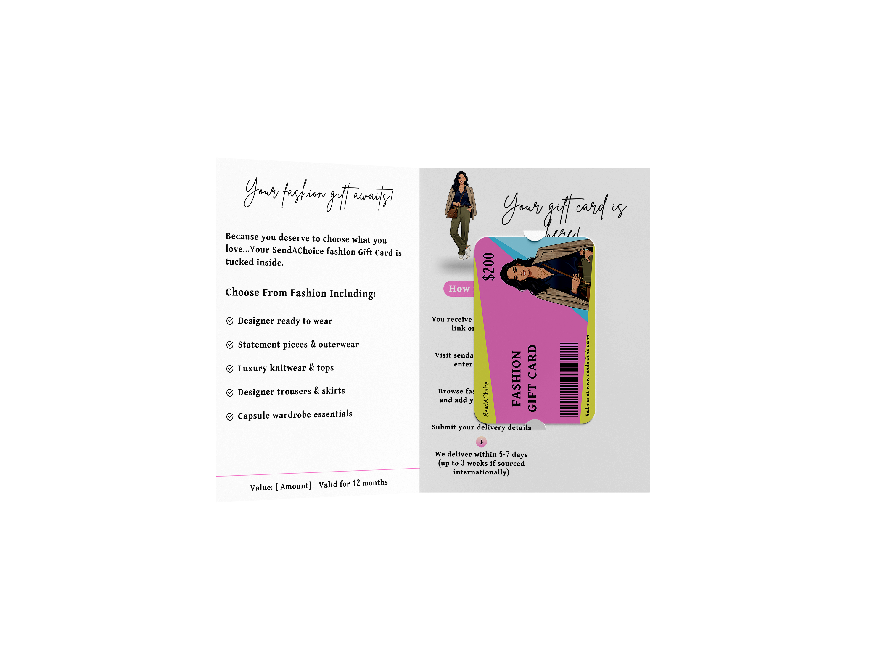 Fashion physical gift card, inside view 2