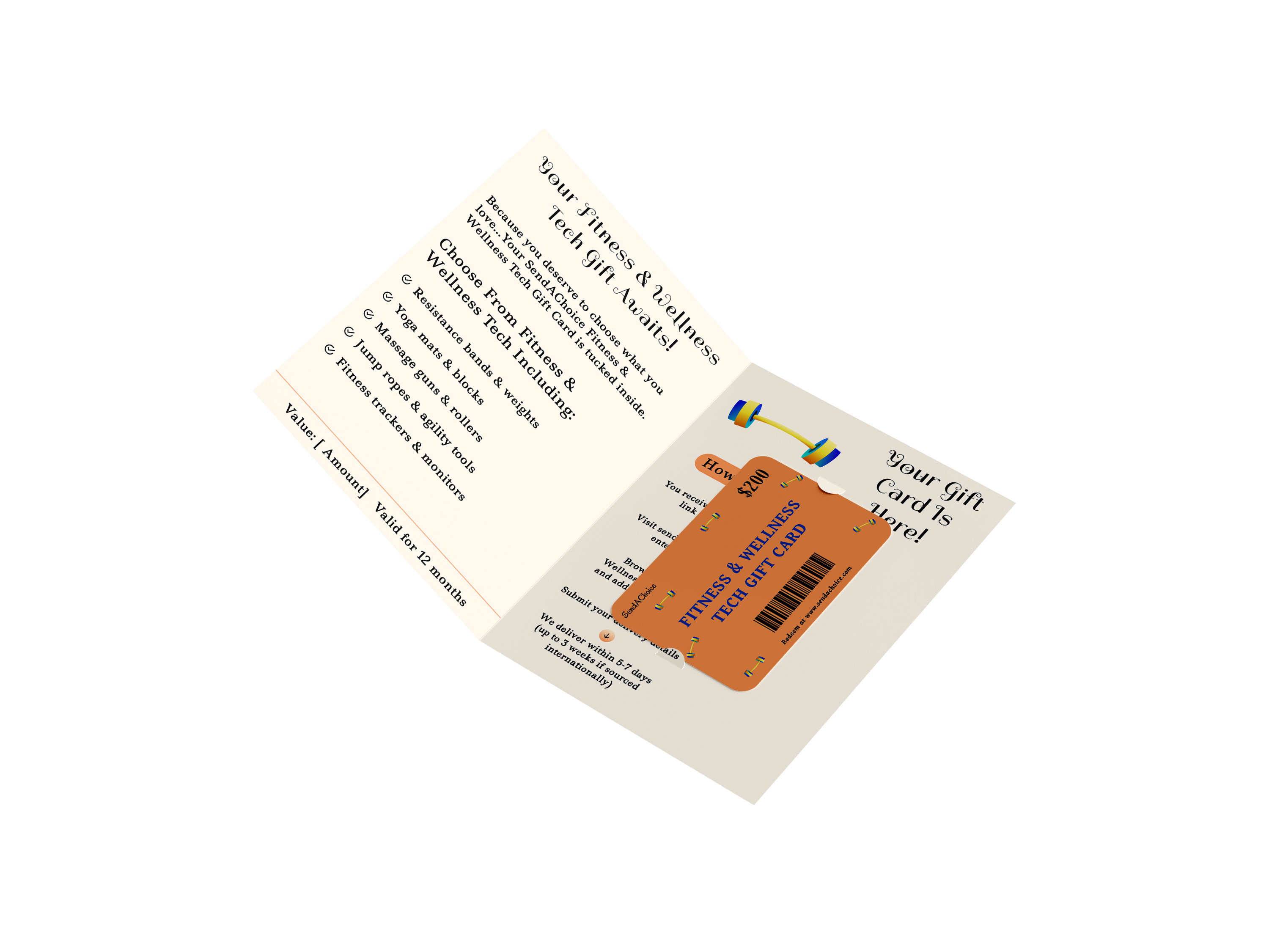 Fitness & Wellness physical gift card, inside view 1