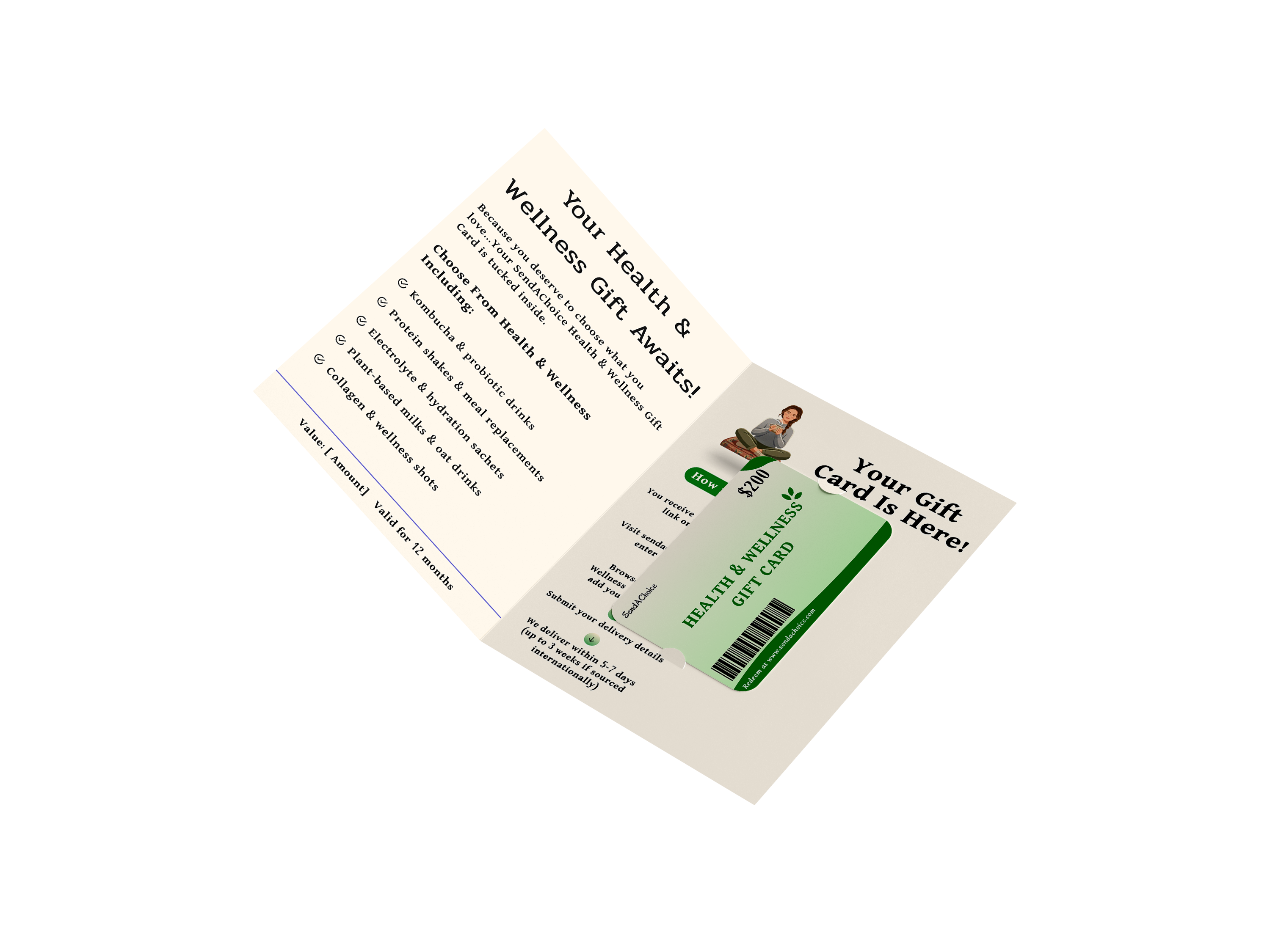 Health & Wellness physical gift card, inside view 1