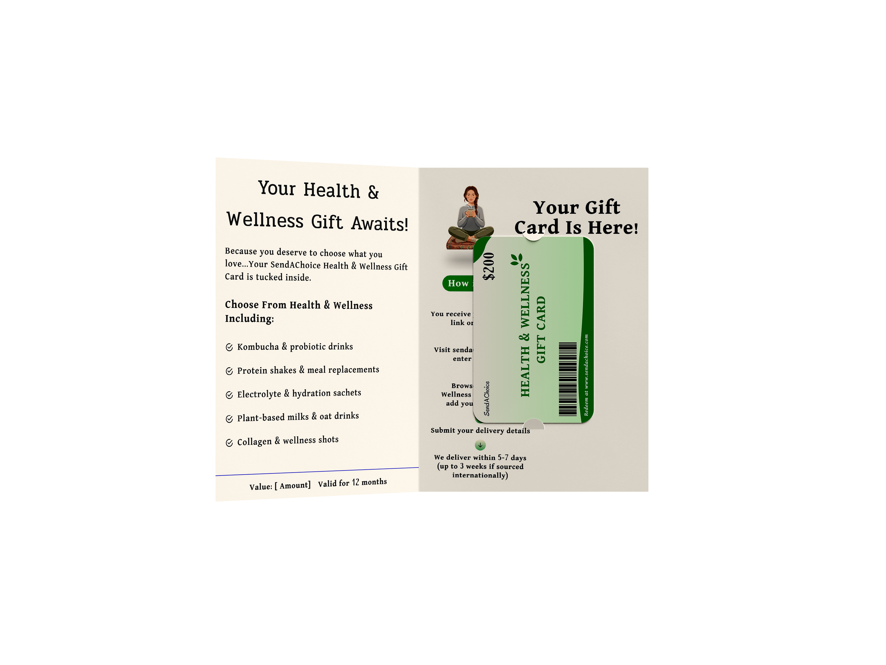 Health & Wellness physical gift card, inside view 2