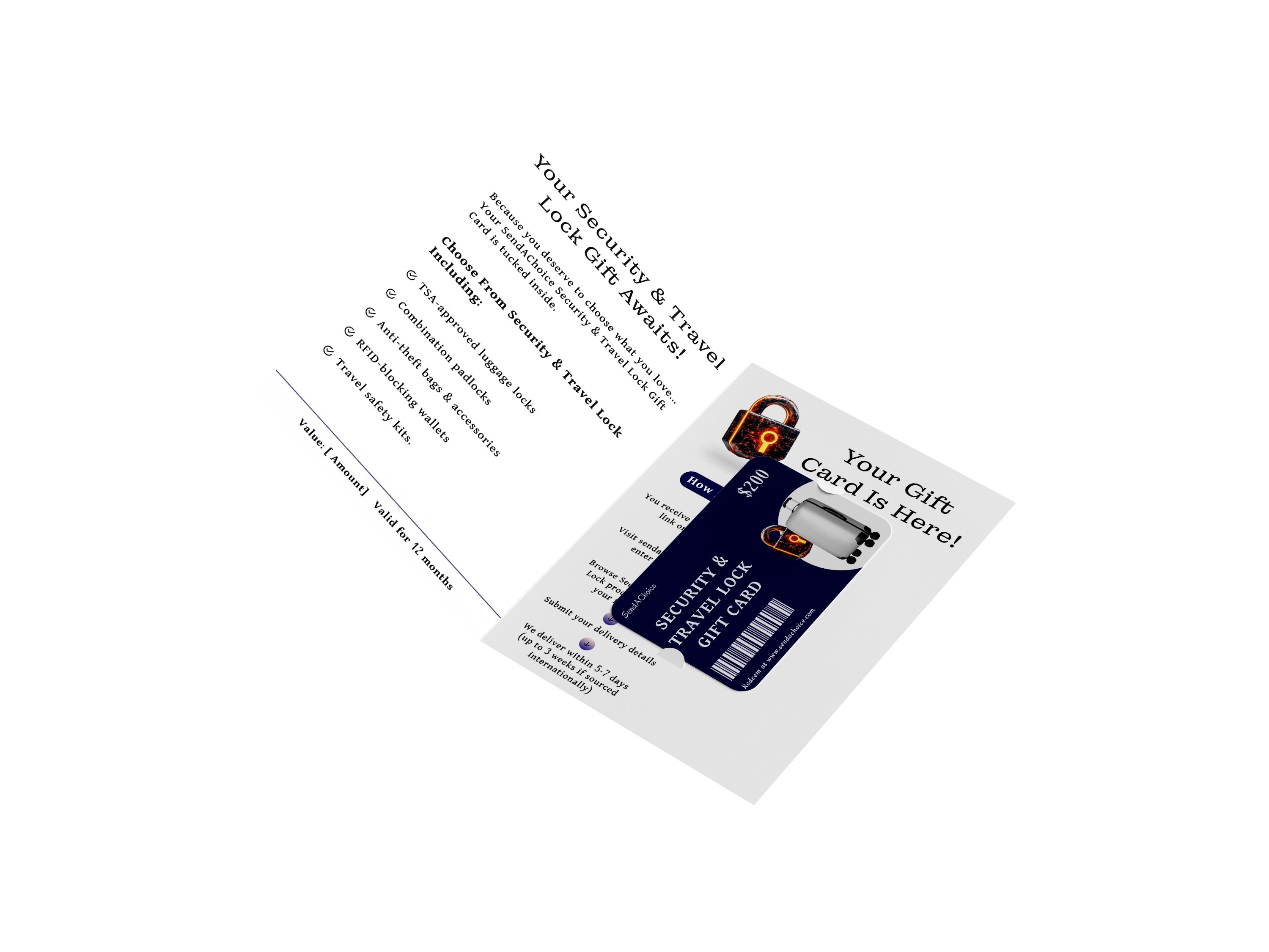 Security & Travel Locks physical gift card, inside view 1