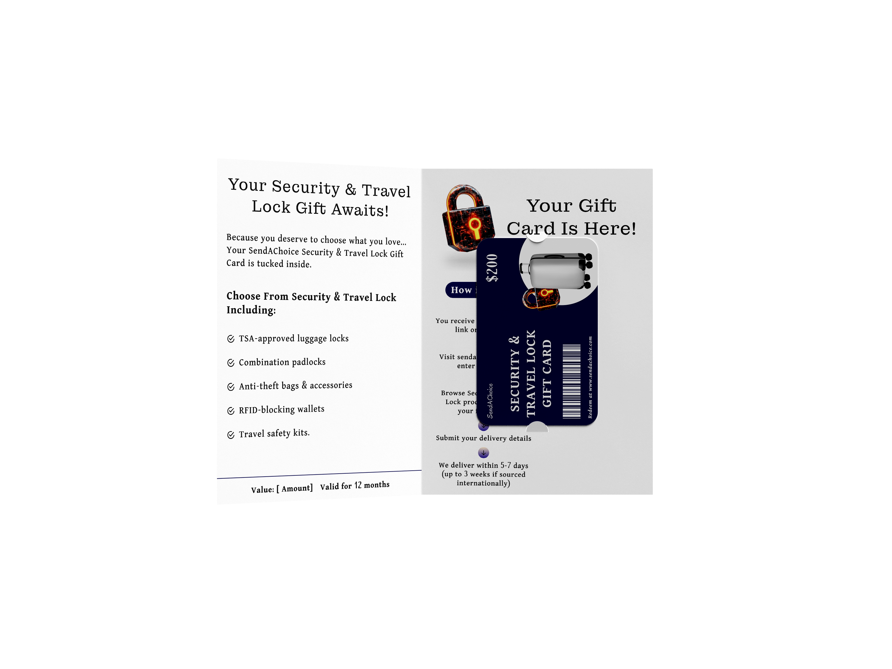 Security & Travel Locks physical gift card, inside view 2