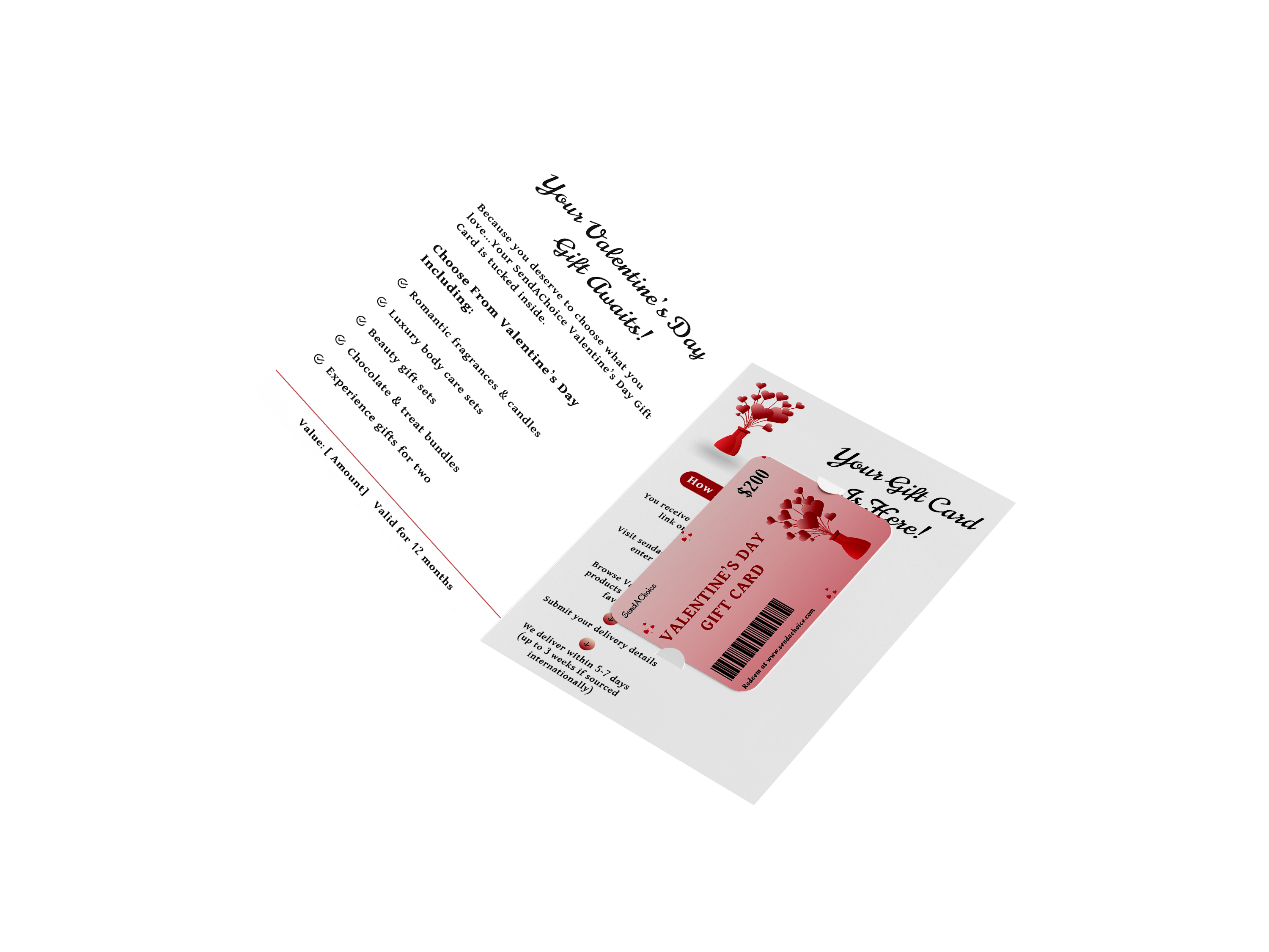 Valentine's Day physical gift card, inside view 1