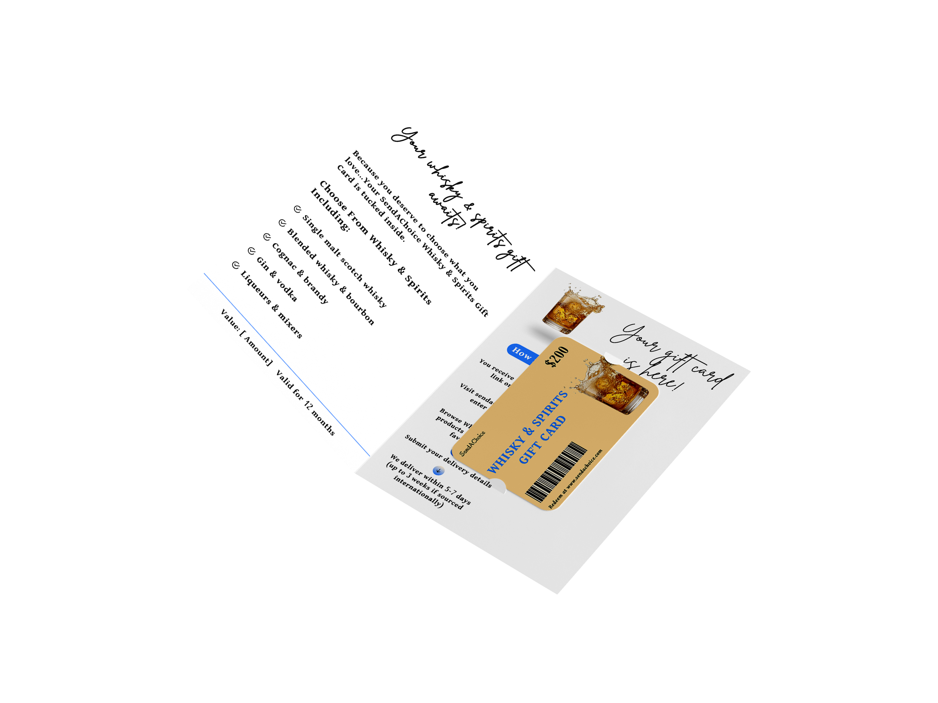 Whisky & Spirits physical gift card, inside view 1